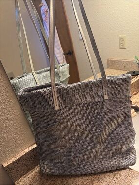 Muche et Muchette Gray Tote Bag with Slim Shoulder Straps
